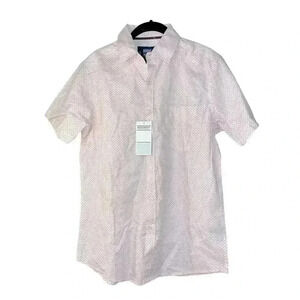 Monument Super Soft Pink Geometric Short‎ Sleeve Button-Down Shirt E67